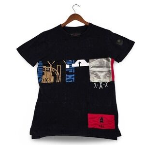 Smugglers Moon Private Distillery Patchwork Graphic T Shirt Mens Large Black Y2K